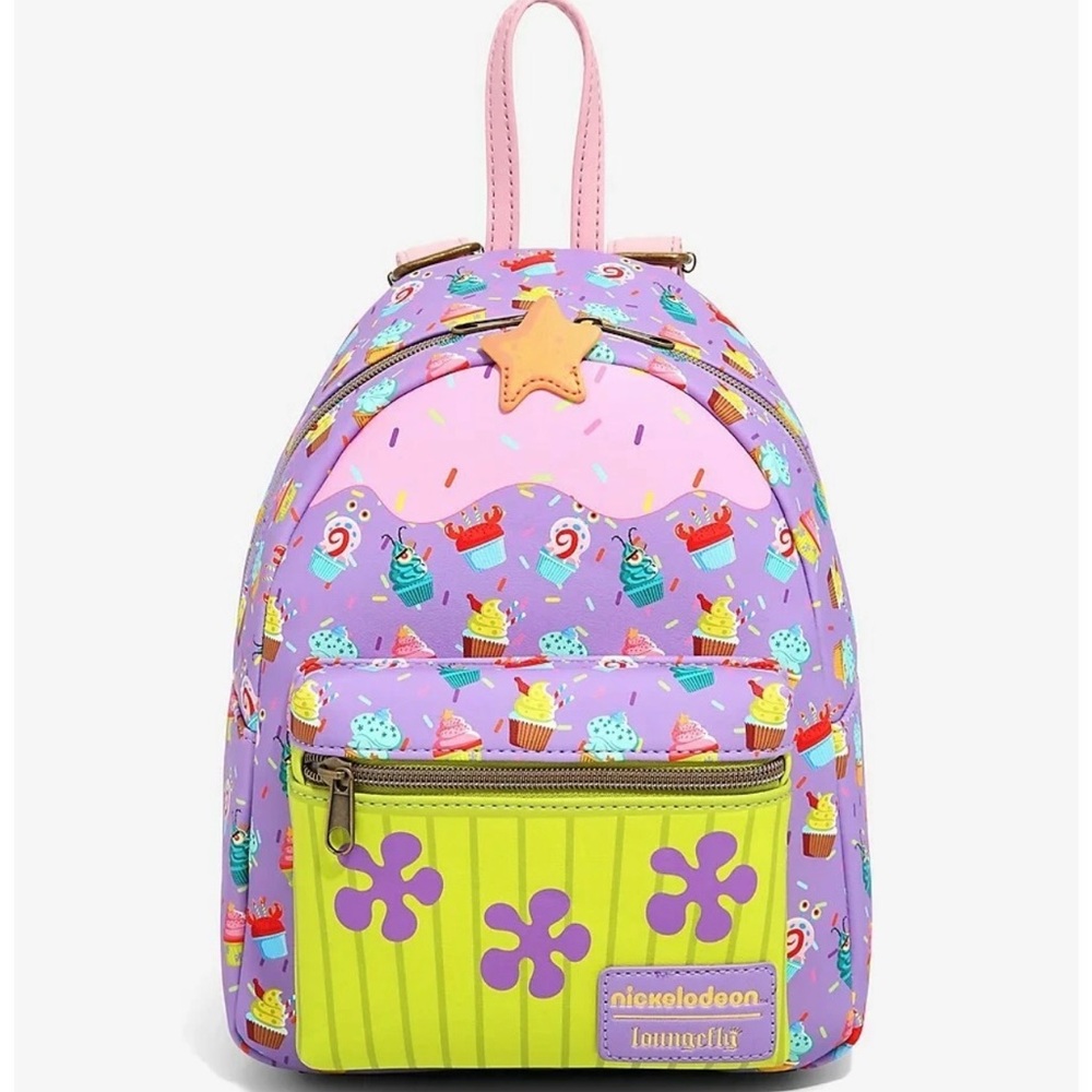 Loungefly SpongeBob SquarePants Purple and Green Cupcake Mini Backpack
